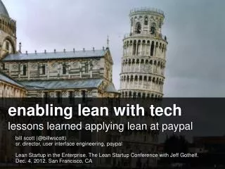 enabling lean with tech lessons learned applying lean at paypal