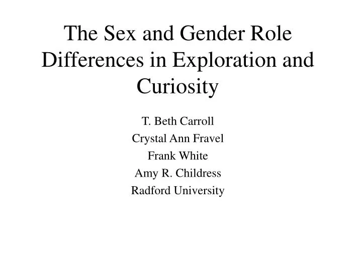 the sex and gender role differences in exploration and curiosity