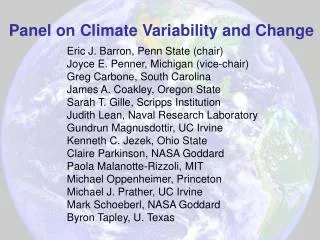Panel on Climate Variability and Change