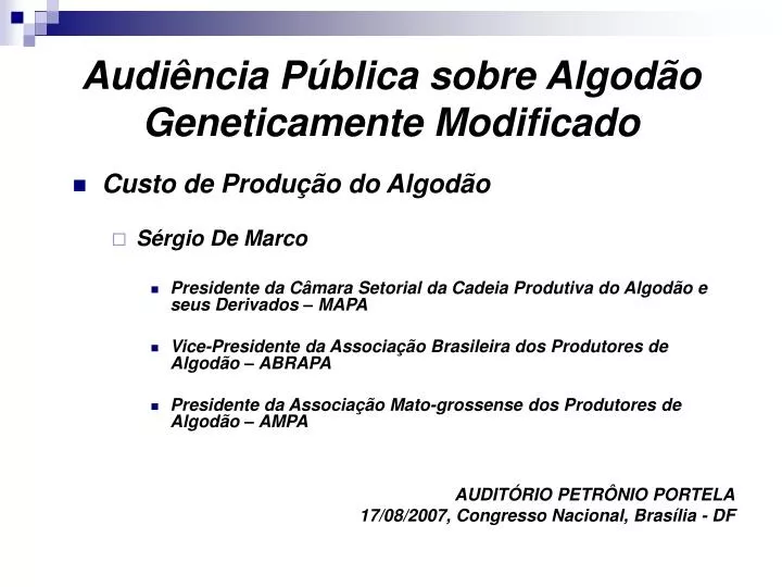 audi ncia p blica sobre algod o geneticamente modificado