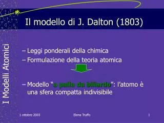 il modello di j dalton 1803