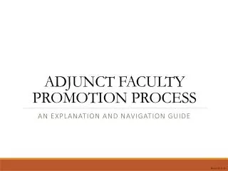 ADJUNCT FACULTY PROMOTION PROCESS