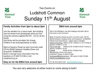 Two Events on Ludshott Common Sunday 11 th August