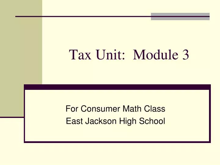 tax unit module 3