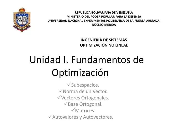 unidad i fundamentos de optimizaci n