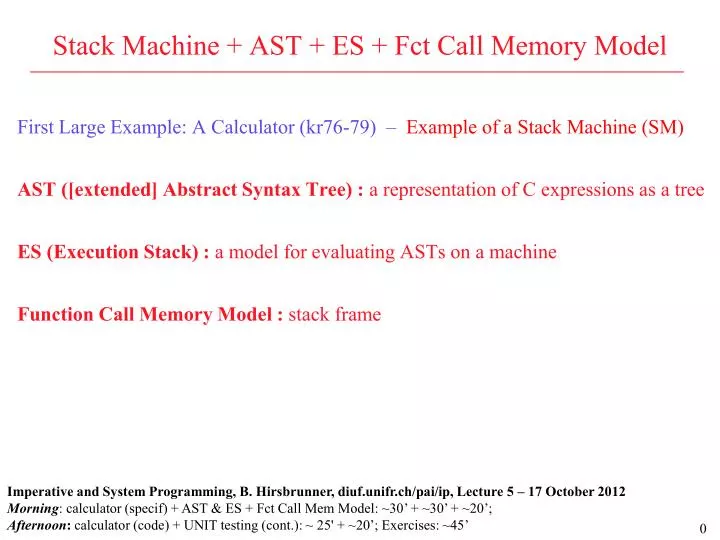 stack machine ast es fct call memory model