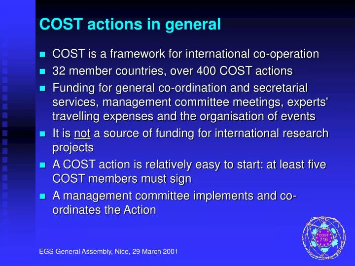 cost actions in general