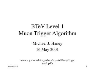 BTeV Level 1 Muon Trigger Algorithm