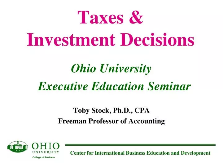 taxes investment decisions