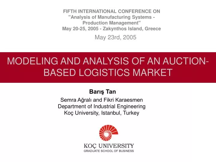 modeling and analysis of an auction based logistics market