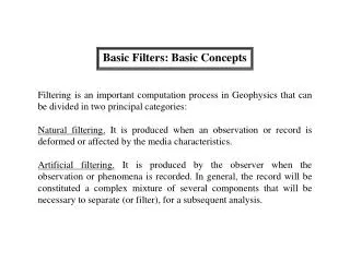 Basic Filters: Basic Concepts