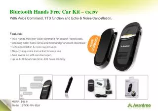 Bluetooth Hands Free Car Kit – CK19V