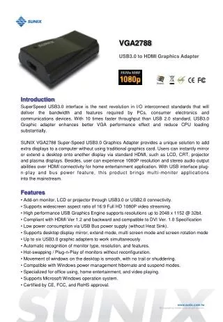 VGA2788 USB3.0 to HDMI Graphics Adapter