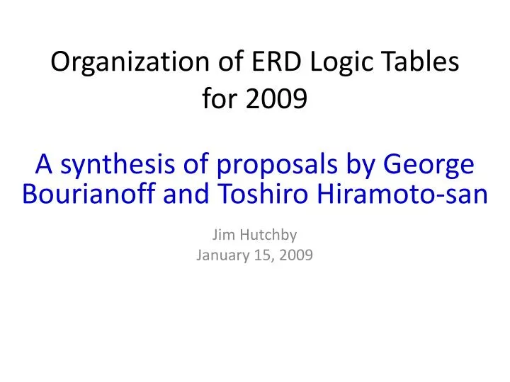 organization of erd logic tables for 2009