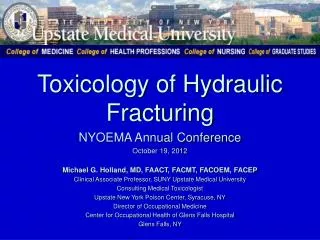 Toxicology of Hydraulic Fracturing
