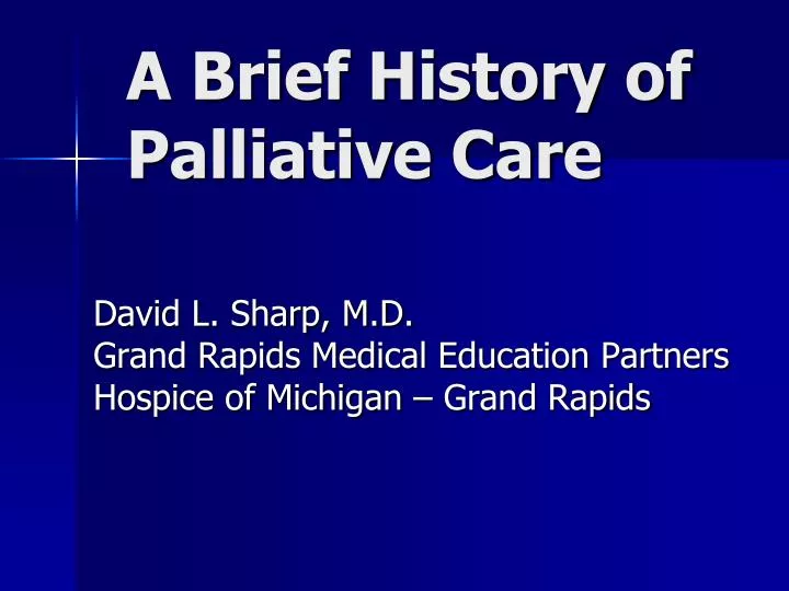 a brief history of palliative care
