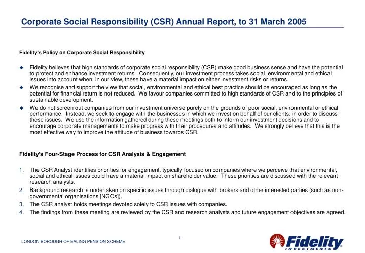 corporate social responsibility csr annual report to 31 march 2005