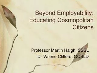 Beyond Employability: Educating Cosmopolitan Citizens