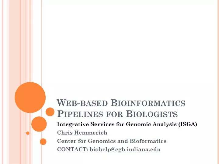 web based bioinformatics pipelines for biologists