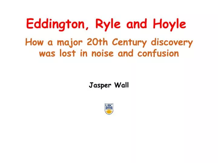eddington ryle and hoyle