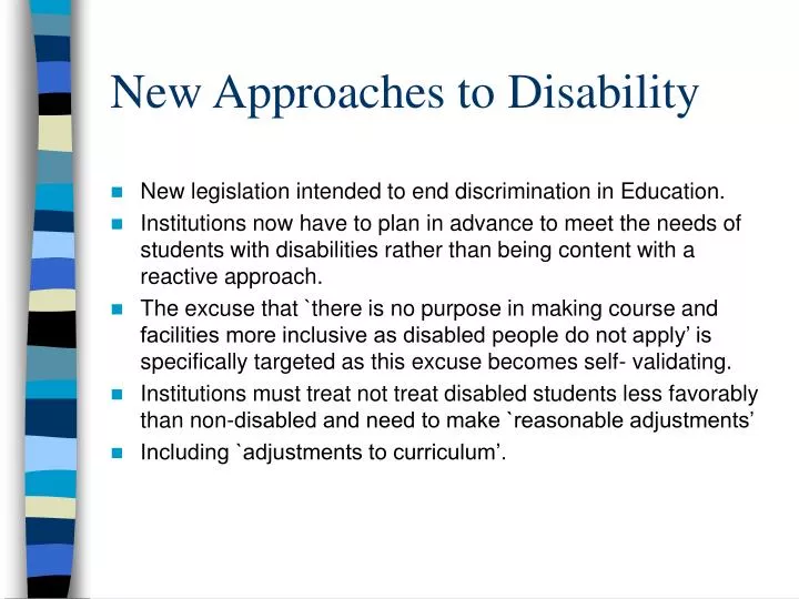 new approaches to disability