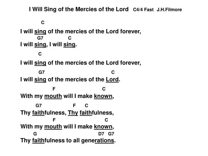 i will sing of the mercies of the lord c4 4 fast j h filmore