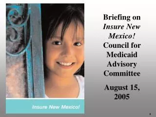 Briefing on Insure New Mexico! Council for Medicaid Advisory Committee August 15, 2005