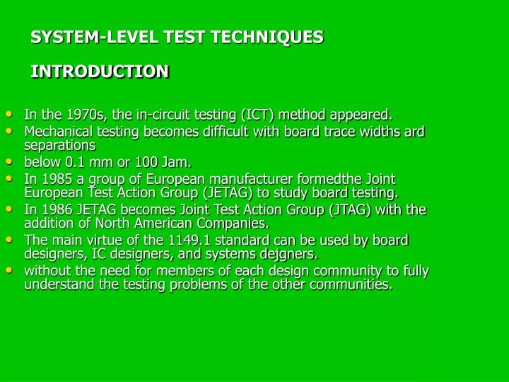 system level test techniques introduction