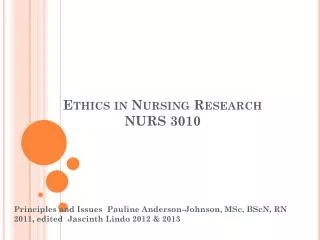 ethics in nursing research nurs 3010