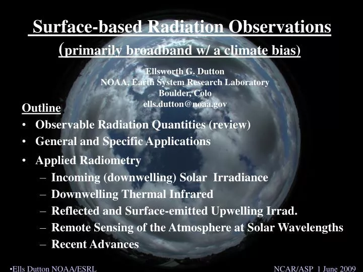 surface based radiation observations primarily broadband w a climate bias
