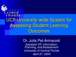 ucf university wide system for assessing student learning outcomes