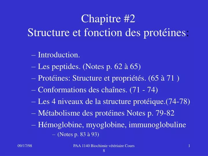 chapitre 2 structure et fonction des prot ines