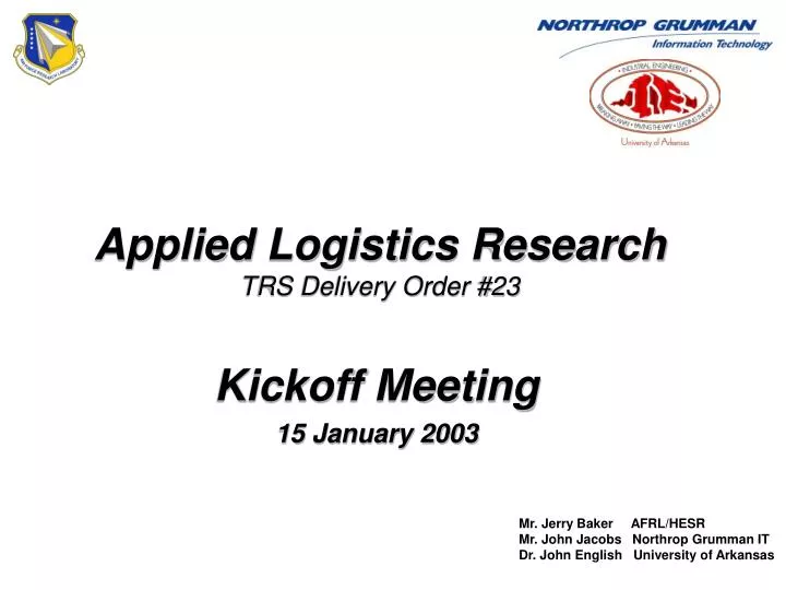 applied logistics research trs delivery order 23