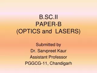 B.SC.II PAPER-B (OPTICS and LASERS)
