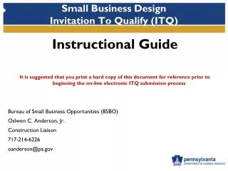 Small Business Design Invitation To Qualify (ITQ)