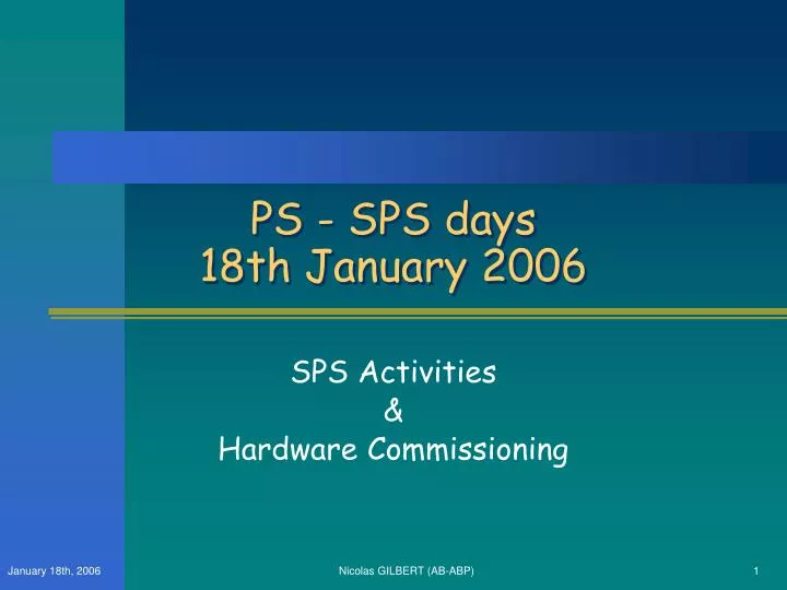 ps sps days 18th january 2006