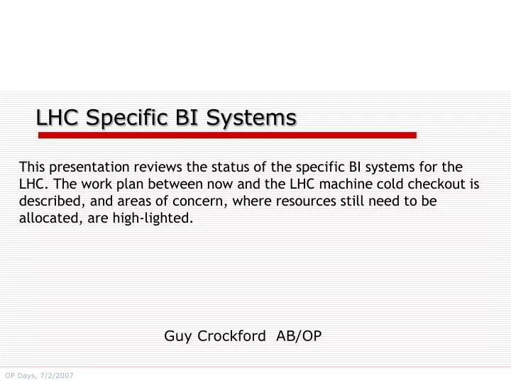 lhc specific bi systems