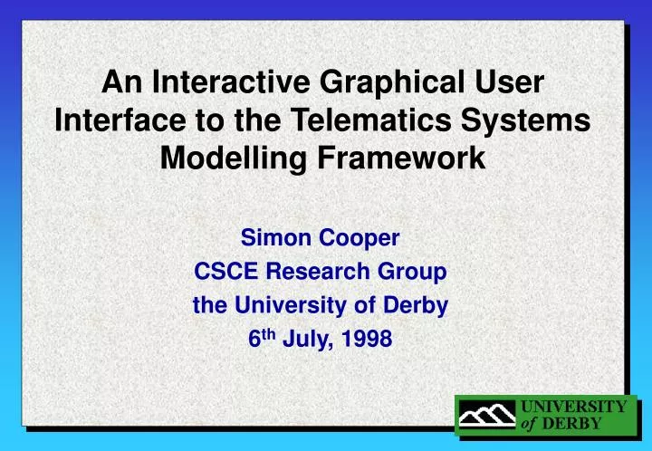 an interactive graphical user interface to the telematics systems modelling framework