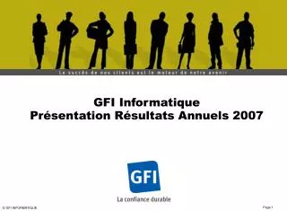 gfi informatique pr sentation r sultats annuels 2007