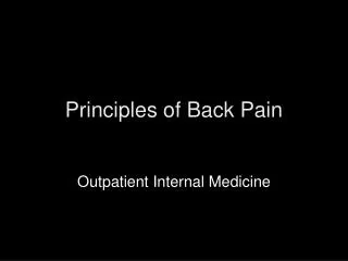 Principles of Back Pain