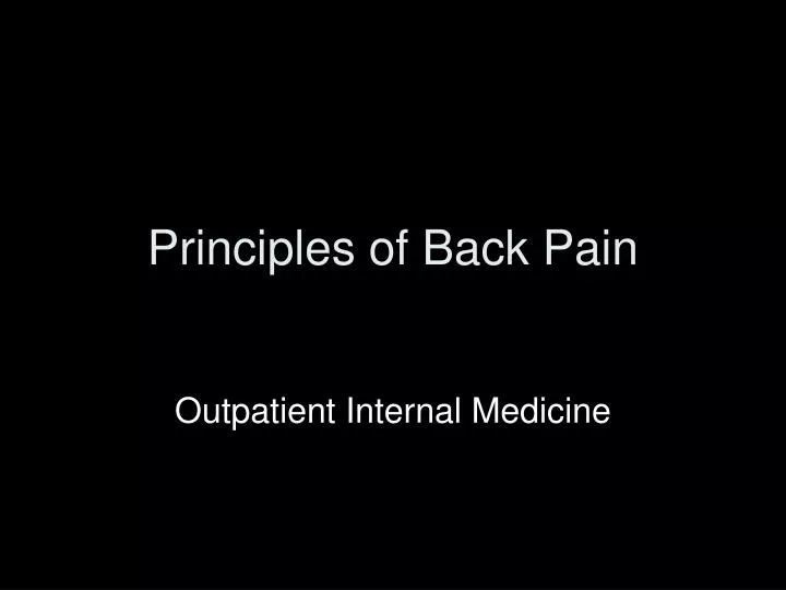 principles of back pain