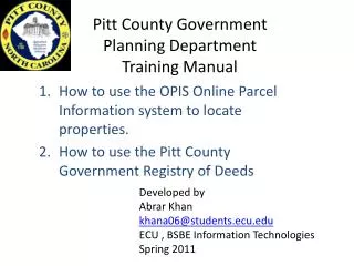 Pitt County Government Planning Department Training Manual