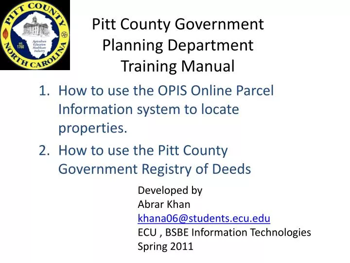 pitt county government planning department training manual