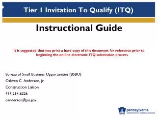 Tier 1 Invitation To Qualify (ITQ)