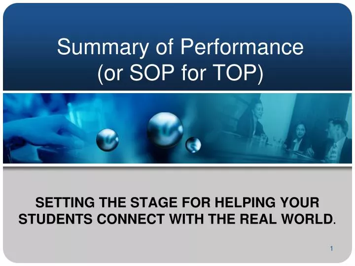 summary of performance or sop for top