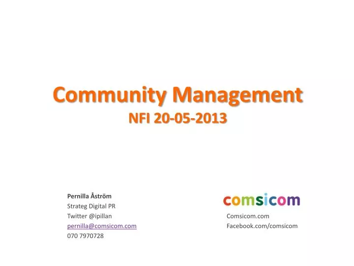 community management nfi 20 05 2013