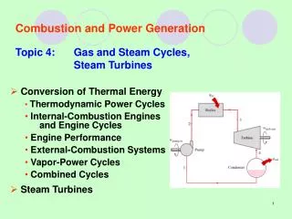 Combustion and Power Generation Topic 4:	Gas and Steam Cycles, 			Steam Turbines