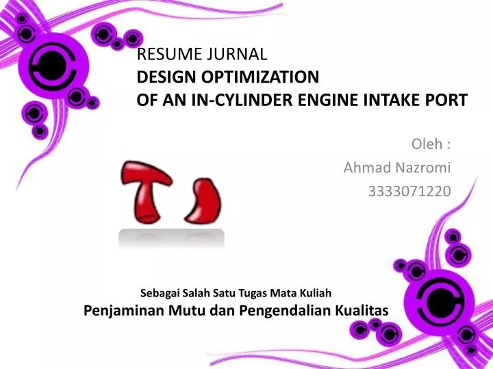 resume jurnal design optimization of an in cylinder engine intake port
