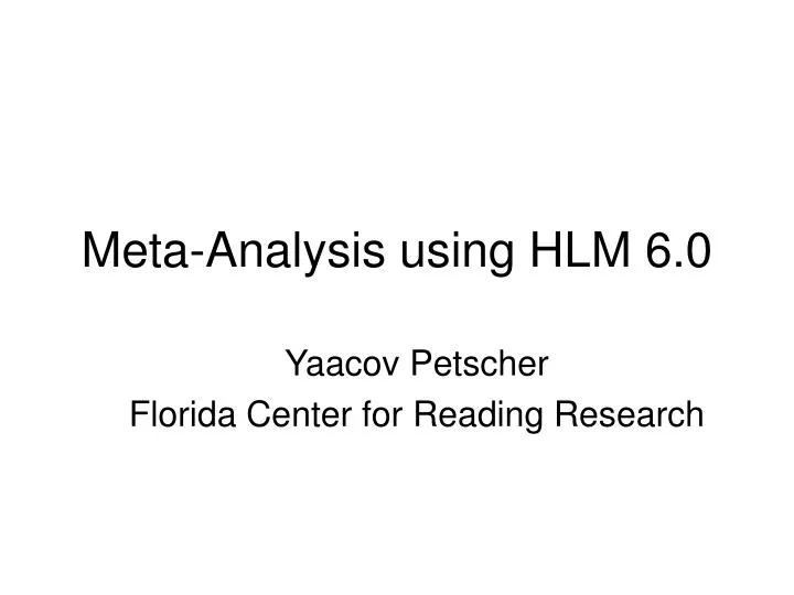 meta analysis using hlm 6 0