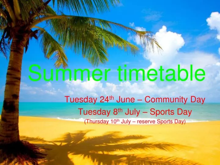 summer timetable